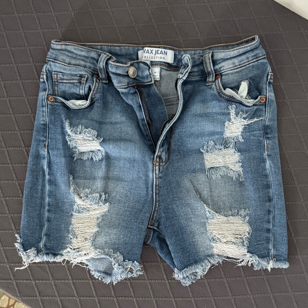 Wax Jean Women's Ripped Blue Jean Shorts, Women’s M